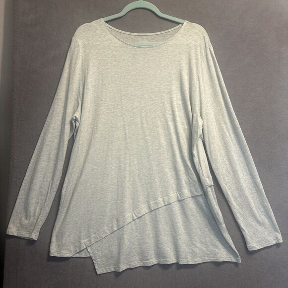 J. Jill Pure Jill Layered Asymmetrical Tee Size XL  Green Lagenlook Cotton Modal - Picture 1 of 7